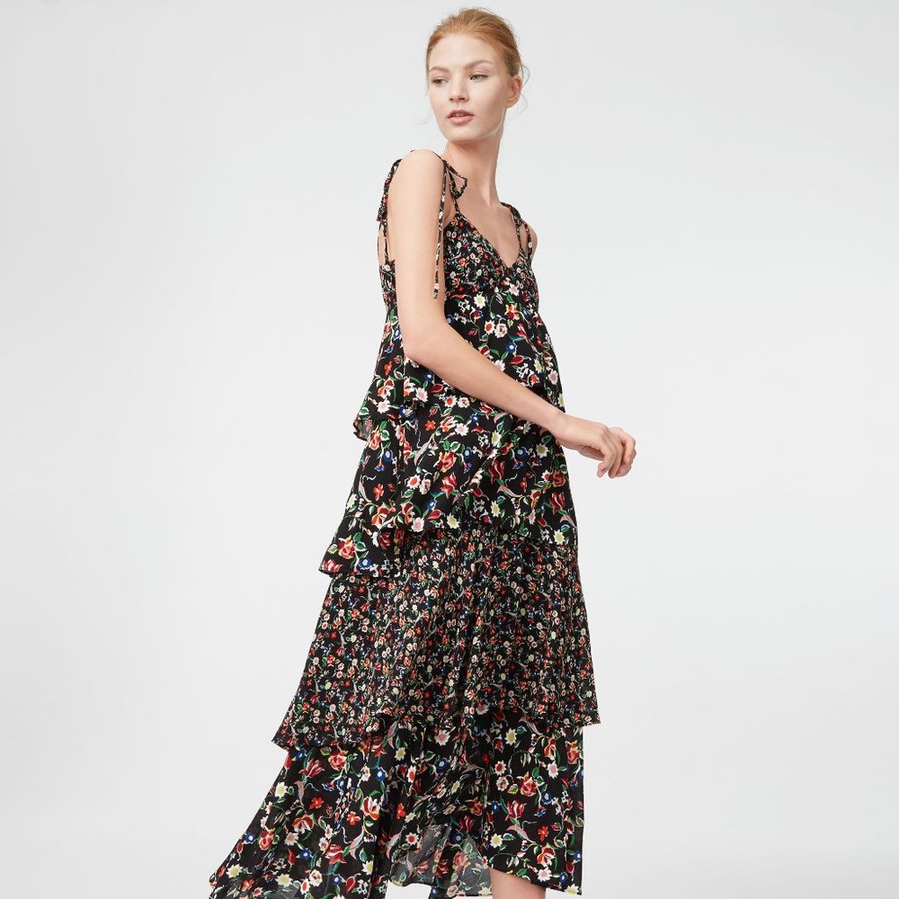 Club Monaco Suukyi Dress Tiered Floral Sz 0